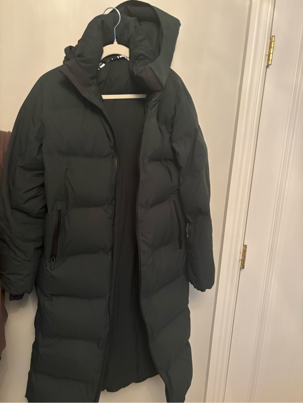 Aritzia Super Puff₂O Long Rainstop Waterproof Dark Green Puffer